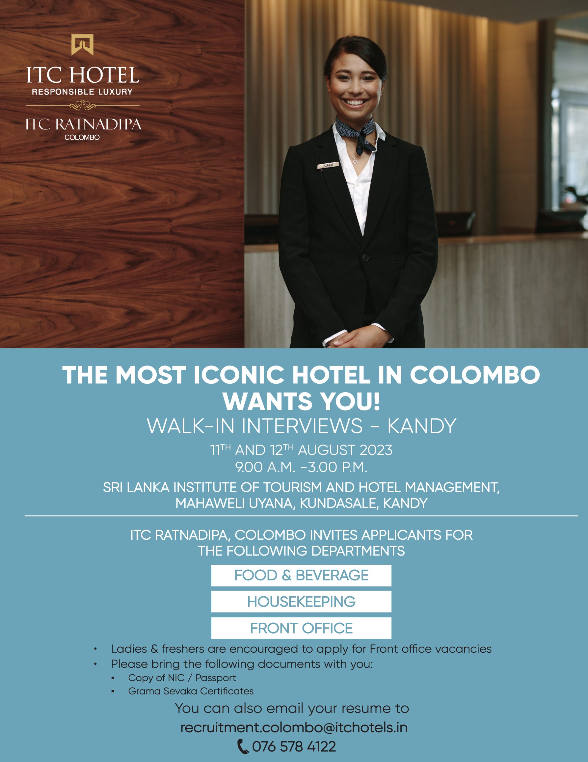 ITC Ratnadipa Colombo - Hospitality Jobs Sri Lanka