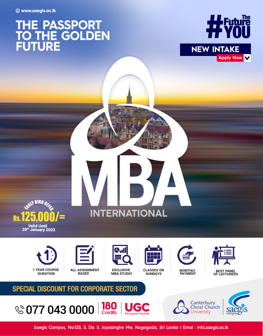 2023 MBA Intake in Sri Lanka Start your International MBA at Saegis